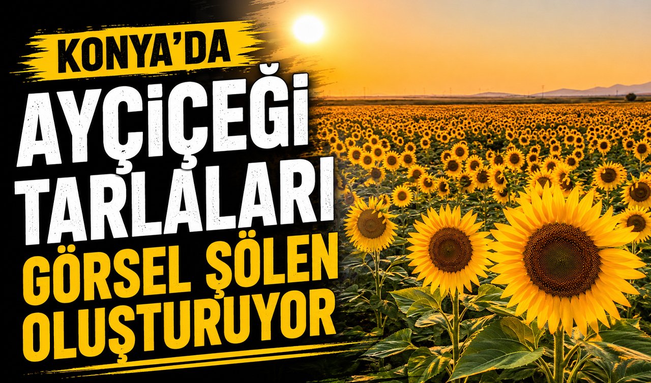 Konya’da ayçiçeği tarlaları görsel şölen oluşturuyor
