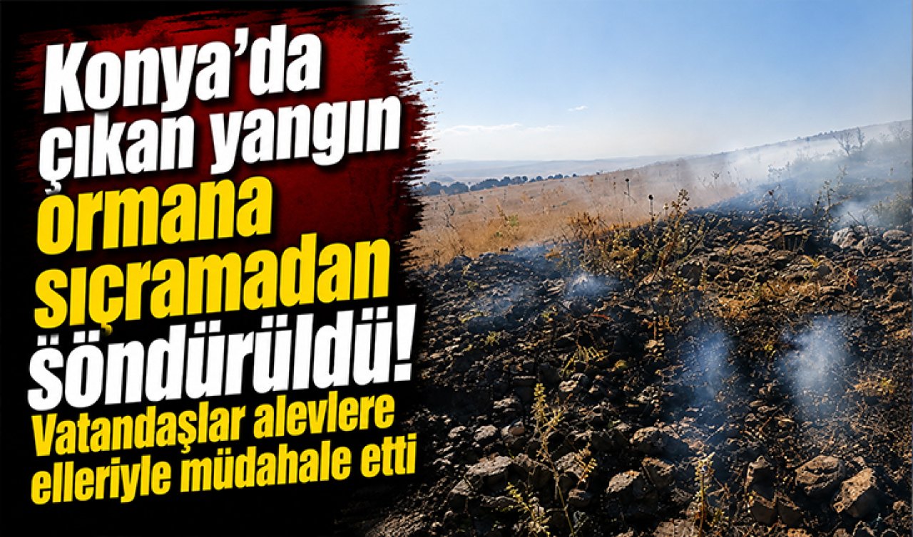 Konya’da çıkan yangın ormana sıçramadan söndürüldü! Vatandaşlar alevlere elleriyle müdahale etti