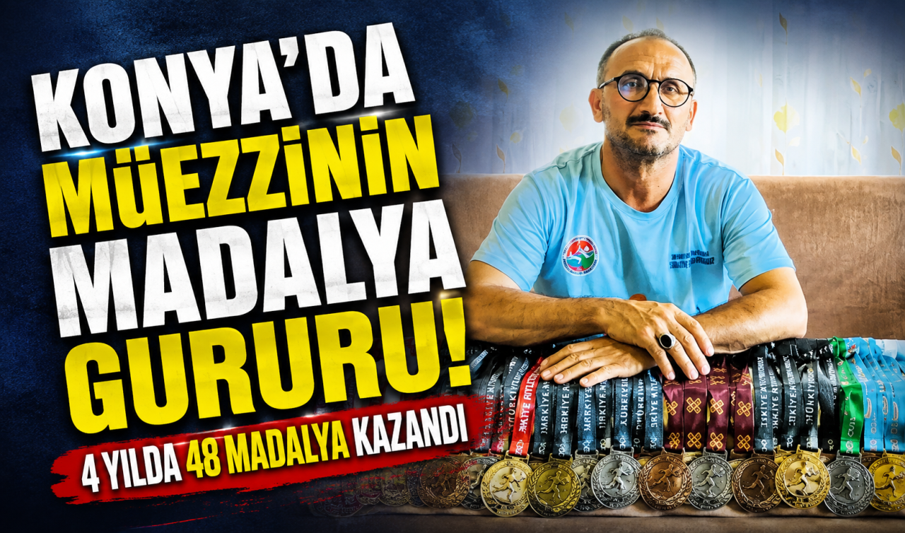 Konya’da müezzinin madalya gururu! 4 yılda 48 madalya kazandı 