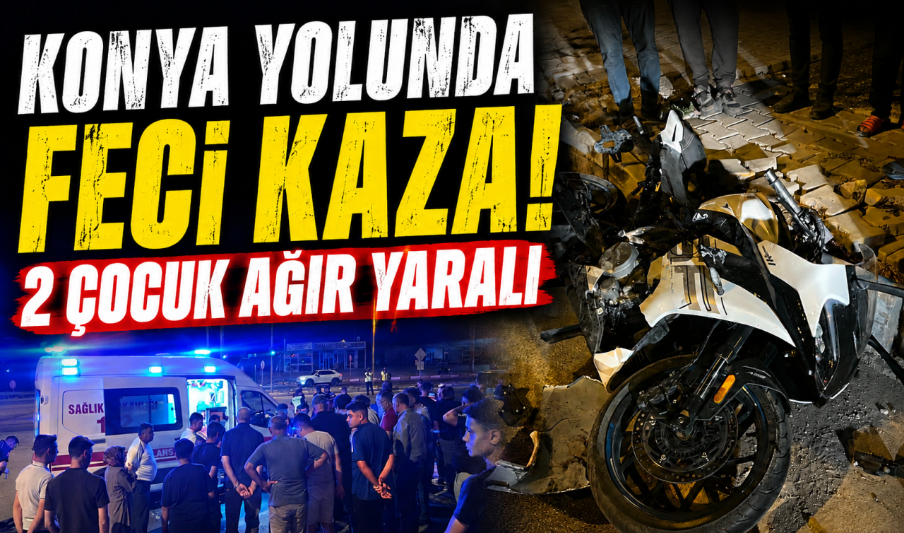 Konya yolunda feci kaza! 2 çocuk ağır yaralı 