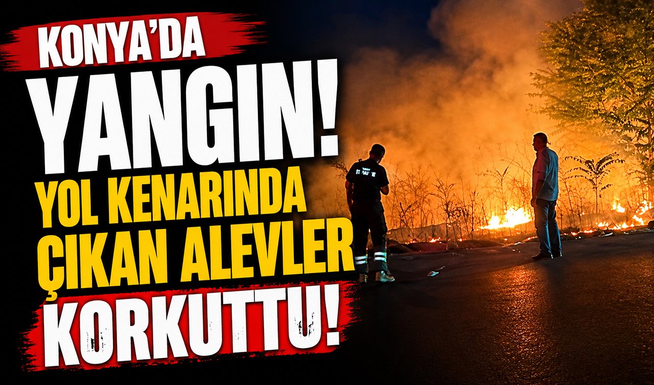 Konya’da yangın! Yol kenarında çıkan alevler korkuttu