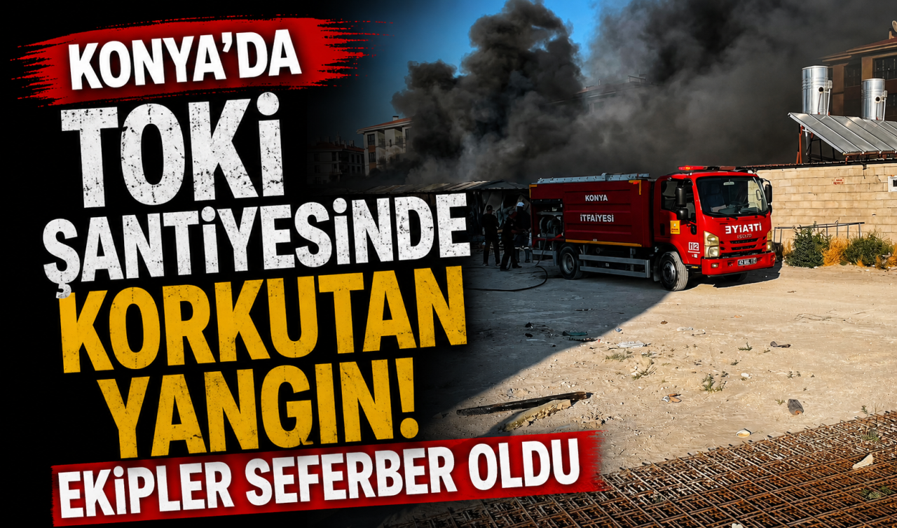Konya’da TOKİ şantiyesinde korkutan yangın! Ekipler seferber oldu