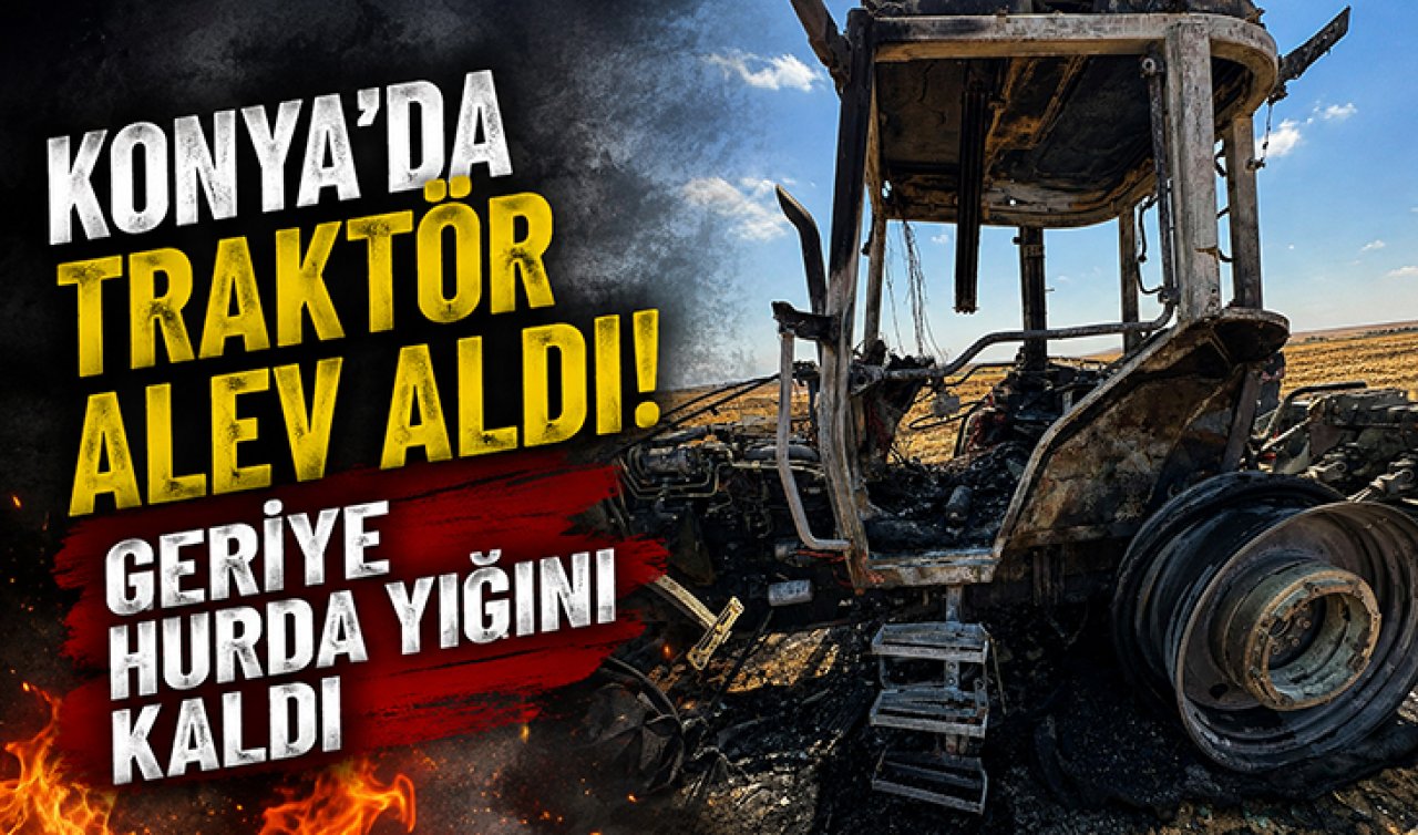 Konya’da traktör alev aldı! Geriye hurda yığını kaldı
