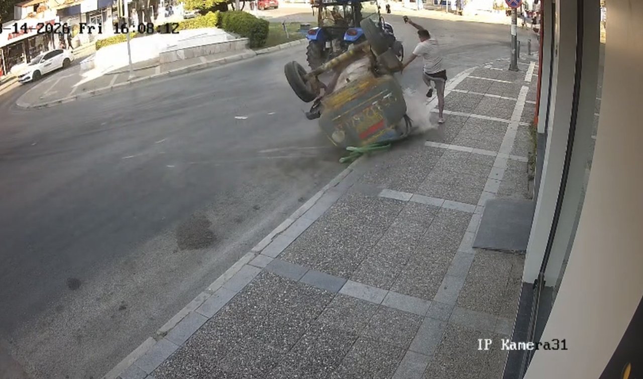 Traktörden fırlayan tanker yayayı eziyordu! 